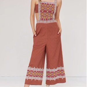 NWT Anthropologie Embroidered Wide-Leg Boho Peasant Hipster Hippie Art Deco Farm